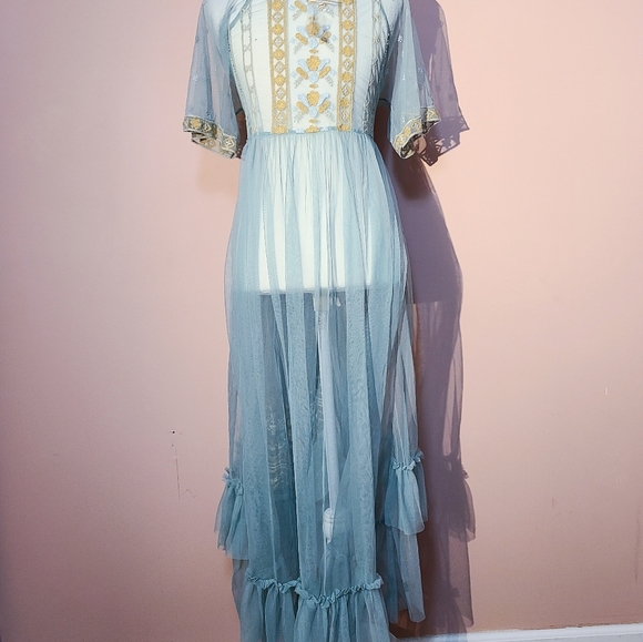 Free People Sabrina Maxi Sheer Long Top 